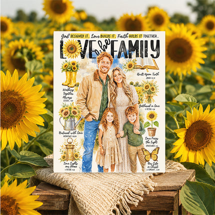 Custom Art | Sunflower Family Portrait | Scripture Prompt Art Print