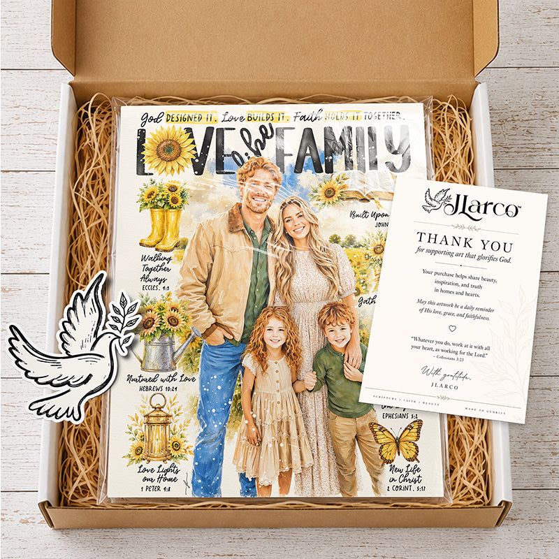 Custom Art | Sunflower Family Portrait | Scripture Prompt Art Print