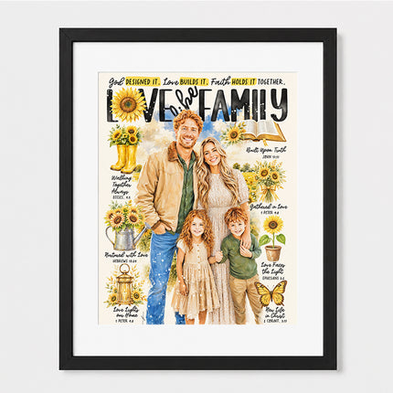 Custom Art | Sunflower Family Portrait | Scripture Prompt Art Print