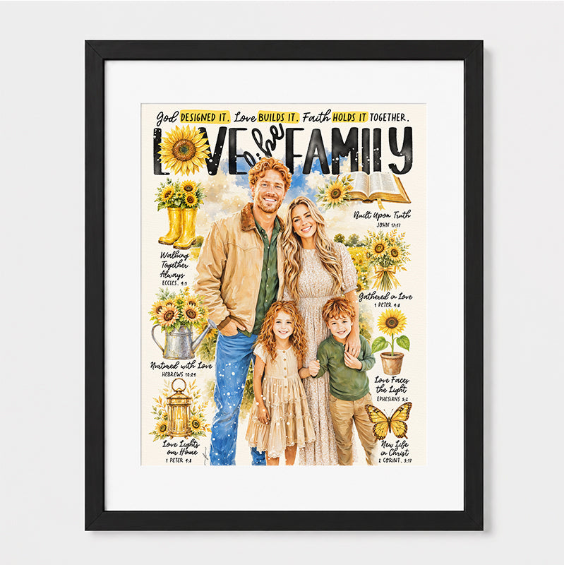 Custom Art | Sunflower Family Portrait | Scripture Prompt Art Print