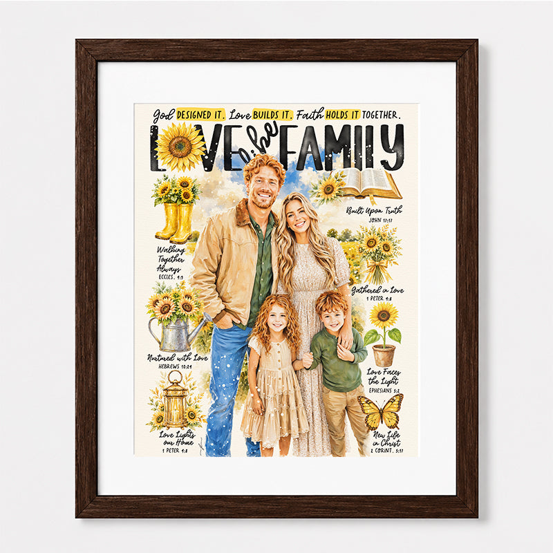 Custom Art | Sunflower Family Portrait | Scripture Prompt Art Print