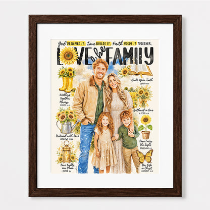 Custom Art | Sunflower Family Portrait | Scripture Prompt Art Print