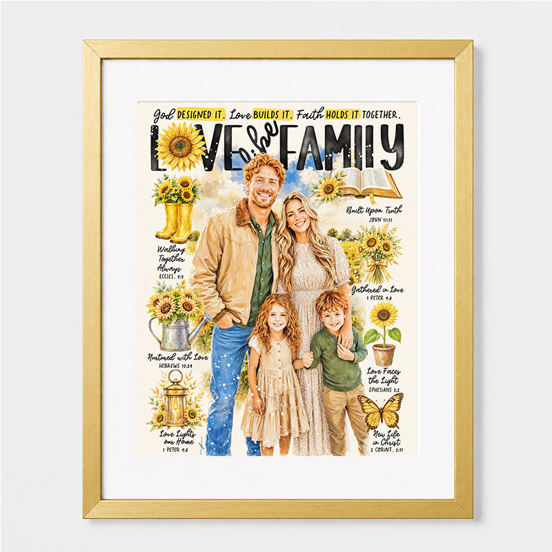 Custom Art | Sunflower Family Portrait | Scripture Prompt Art Print