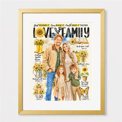 Custom Art | Sunflower Family Portrait | Scripture Prompt Art Print