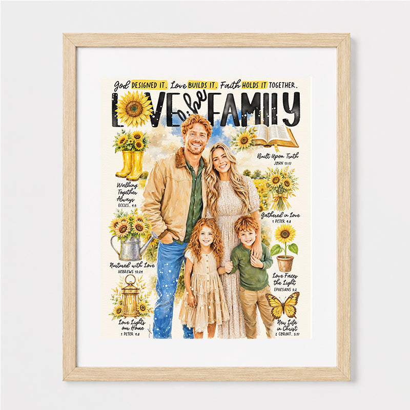 Custom Art | Sunflower Family Portrait | Scripture Prompt Art Print