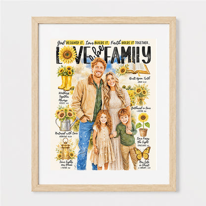 Custom Art | Sunflower Family Portrait | Scripture Prompt Art Print