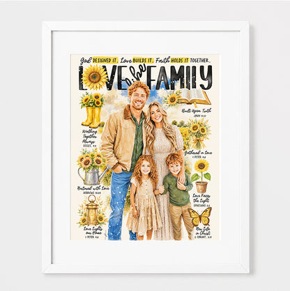 Custom Art | Sunflower Family Portrait | Scripture Prompt Art Print