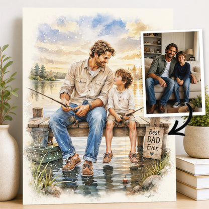 Custom Art | Father's Day Fishing Portrait | Giclée Christian Art Print