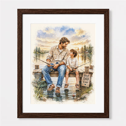 Custom Art | Father's Day Fishing Portrait | Giclée Christian Art Print