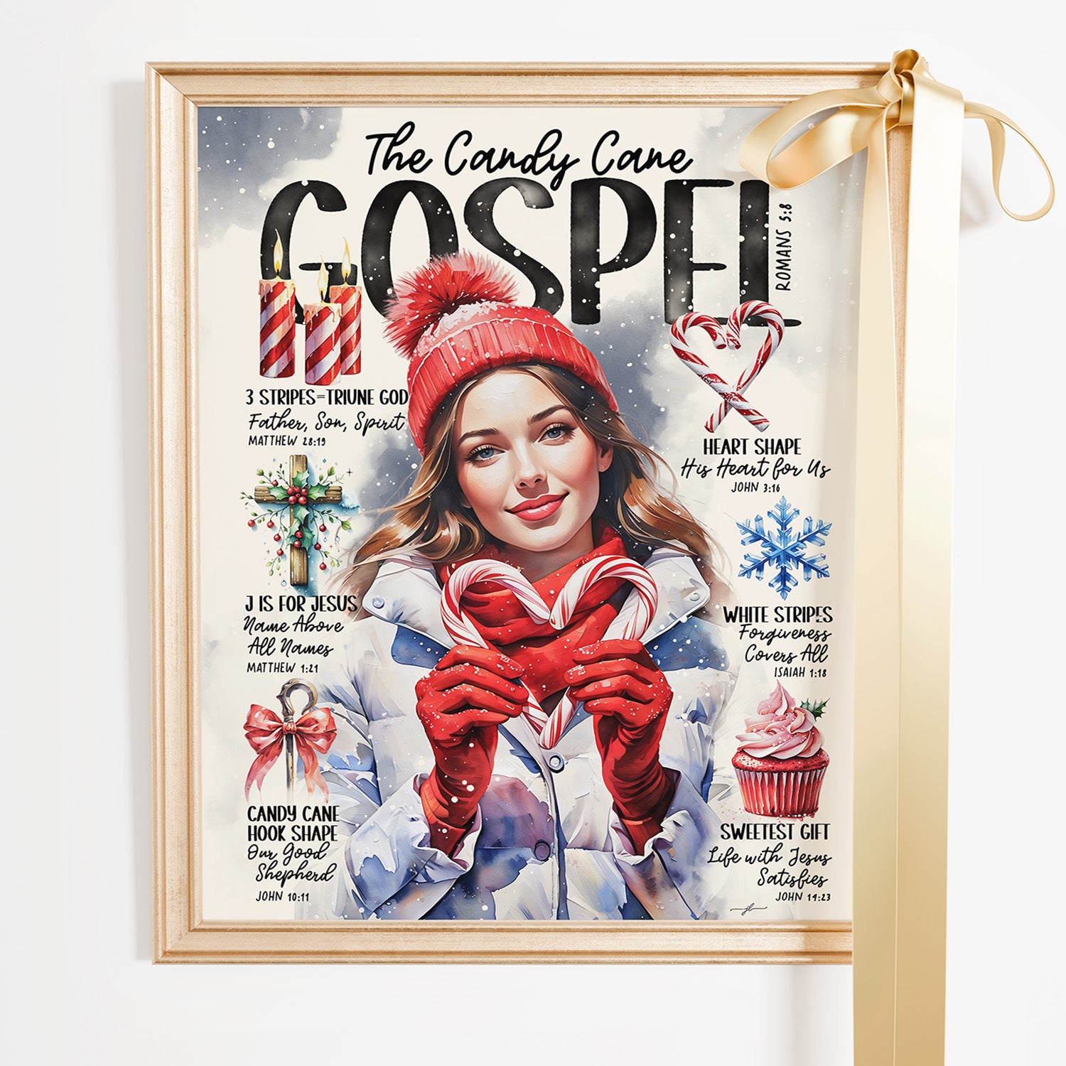 Candy Cane Gospel • Scripture Prompt • Giclée Christmas Art Print