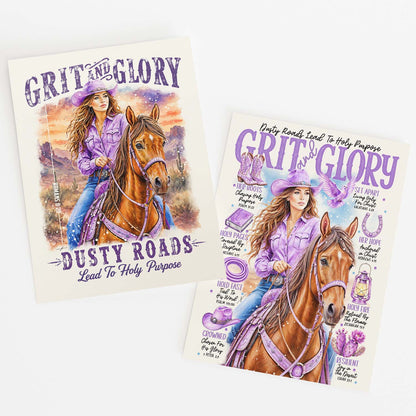 Western • Grit & Glory • Scripture Prompt • Christian Giclée Art Print Set