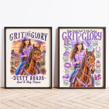 Western • Grit & Glory • Scripture Prompt • Christian Giclée Art Print Set