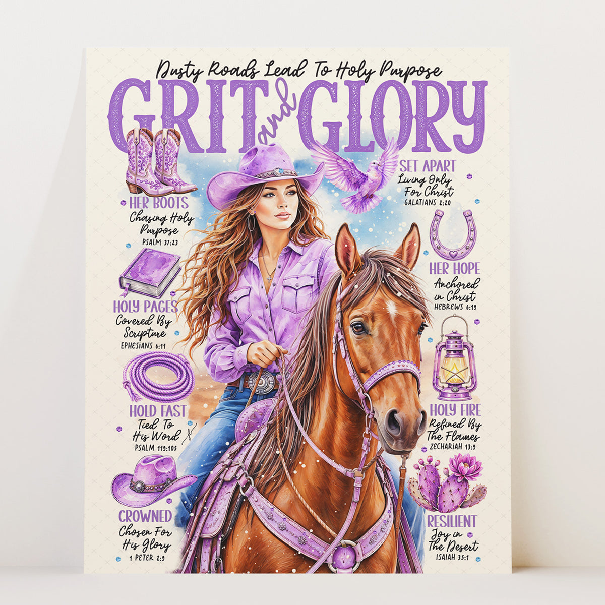 Western • Grit & Glory • Scripture Prompt • Giclée Christian Art Print