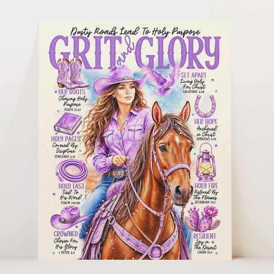 Western • Grit & Glory • Scripture Prompt • Giclée Christian Art Print