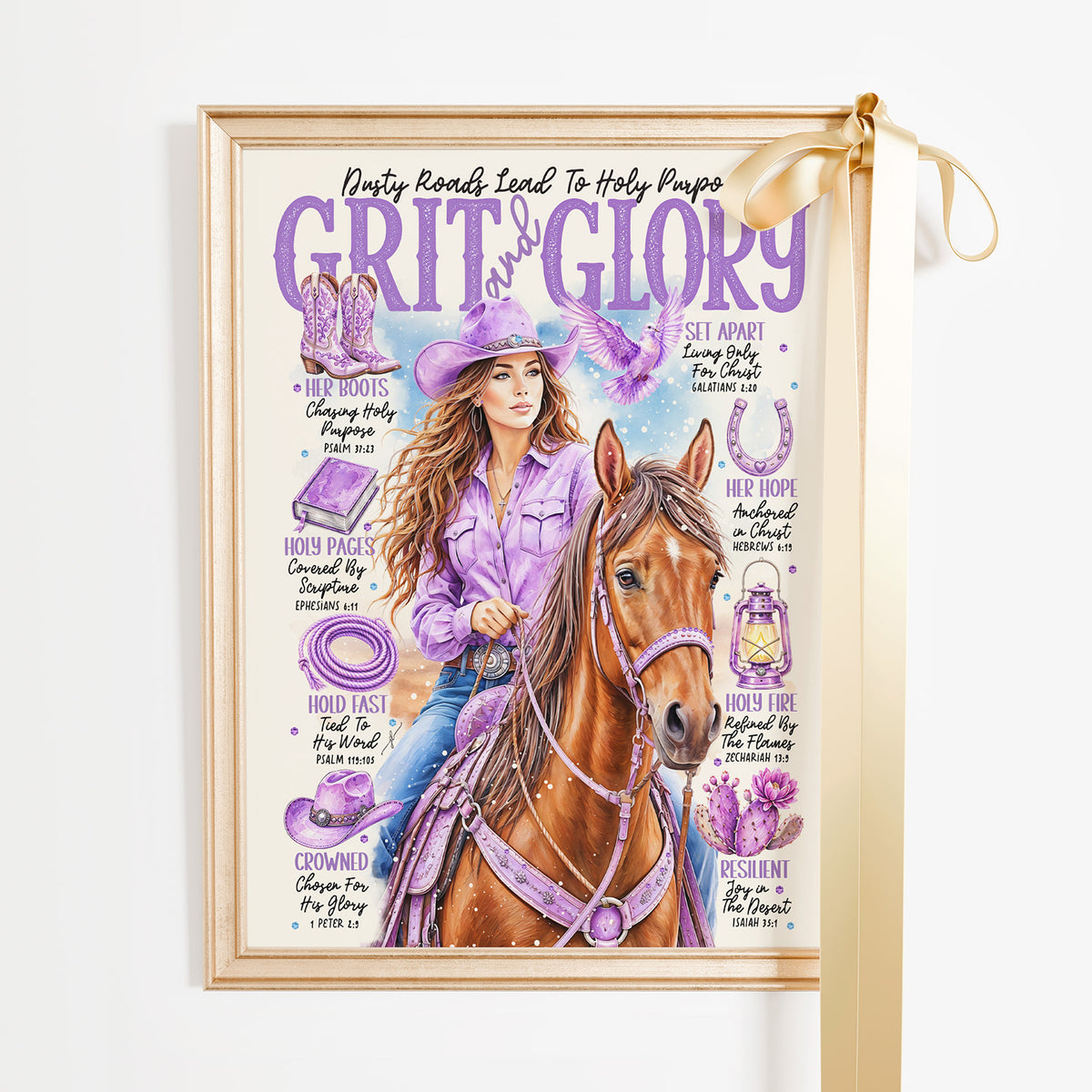 Western • Grit & Glory • Scripture Prompt • Giclée Christian Art Print