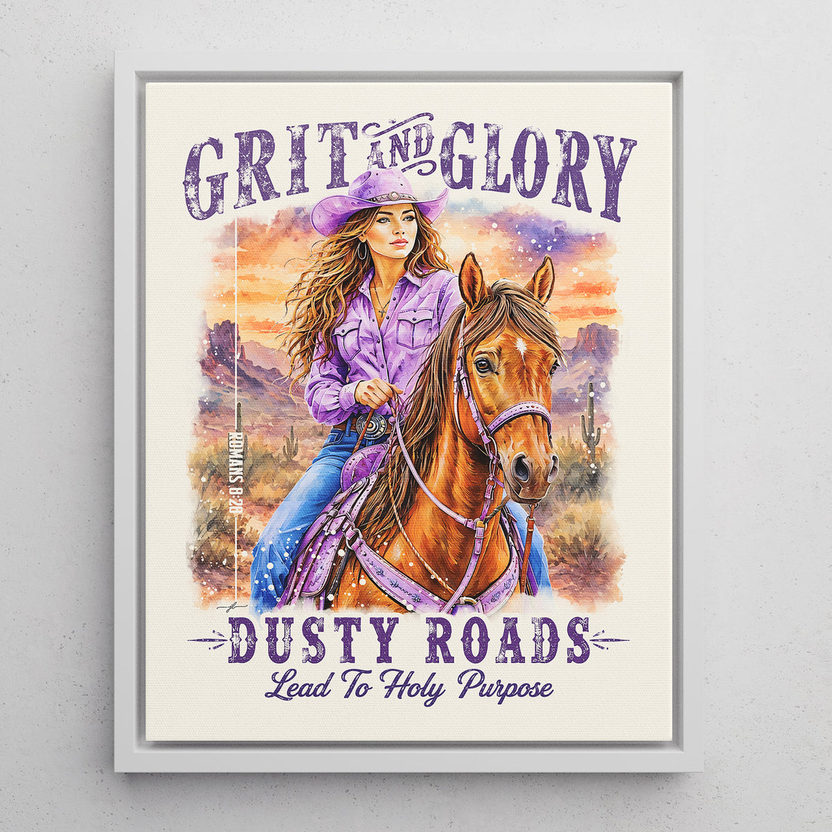 Western • Grit & Glory • Christian Canvas •  Premium Floating Frame Christian Canvas