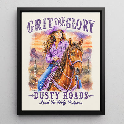 Western • Grit & Glory • Christian Canvas •  Premium Floating Frame Christian Canvas