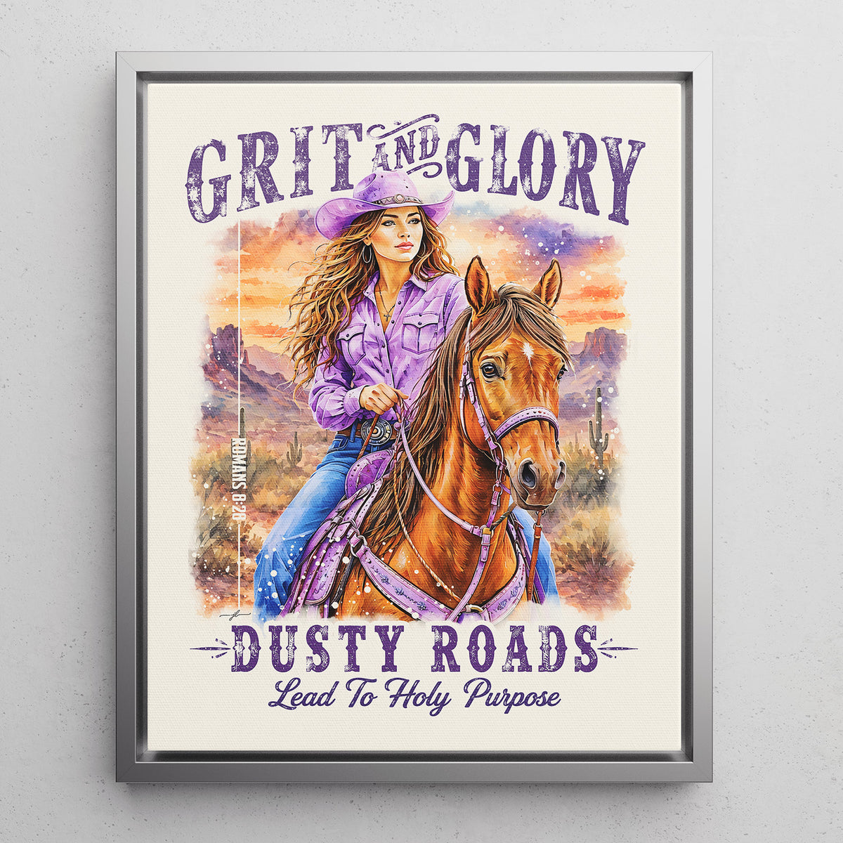 Western • Grit & Glory • Christian Canvas •  Premium Floating Frame Christian Canvas