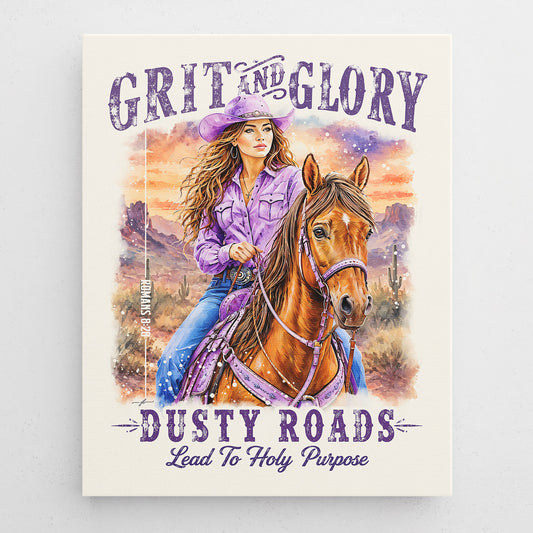 Western • Grit & Glory • Christian Canvas •  Premium Floating Frame Christian Canvas