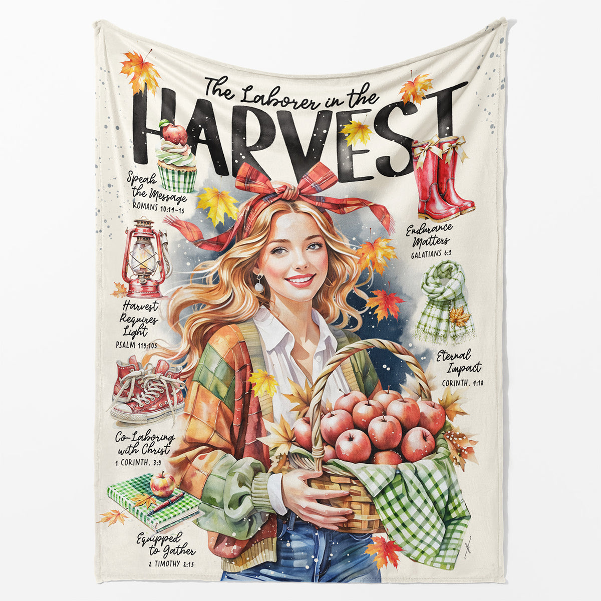 Laborer in The Harvest • Thanksgiving • Scripture Prompt • Christian Arctic Fleece Blanket