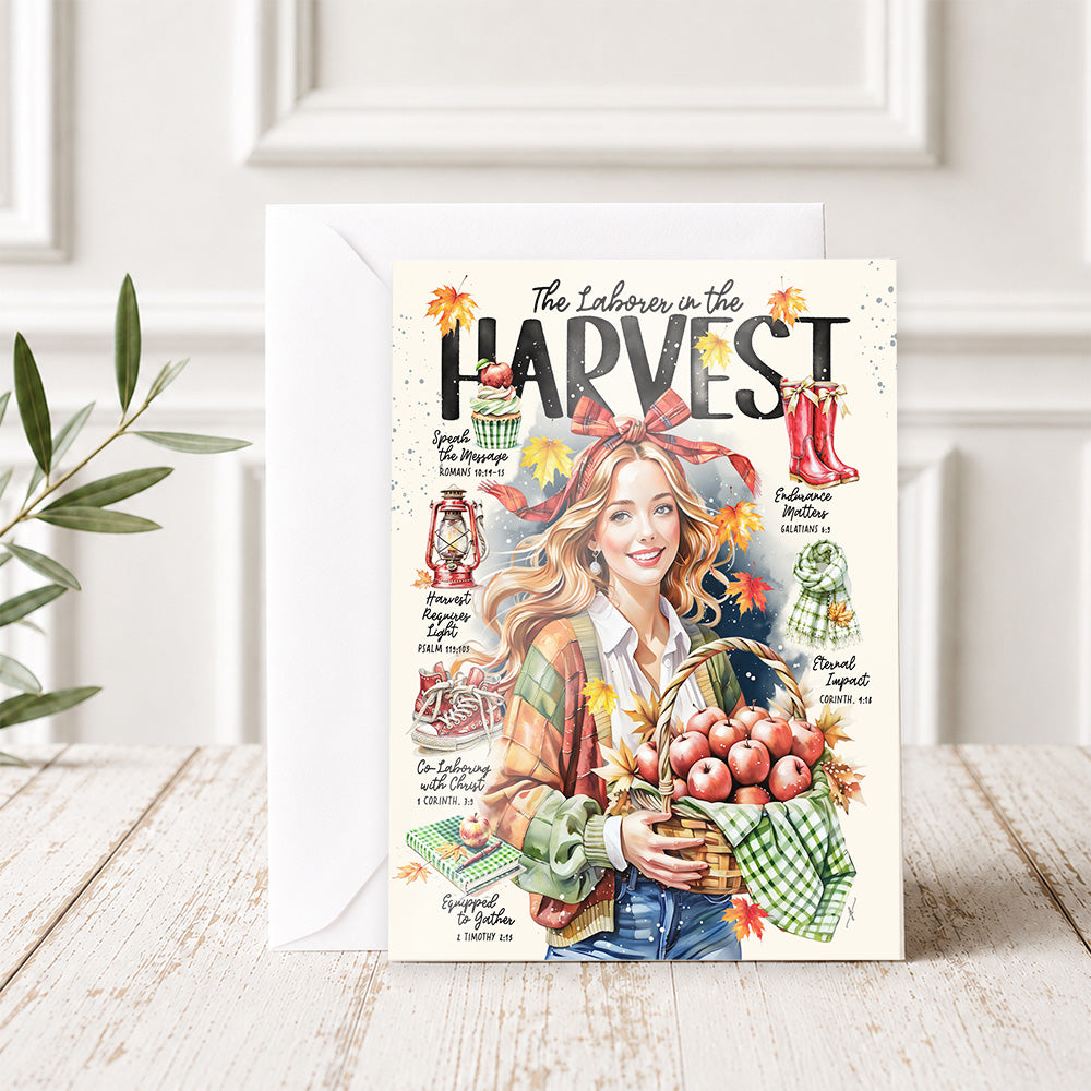 Laborer in The Harvest • Thanksgiving • Scripture Prompt • Fine Art Christian Greeting Card