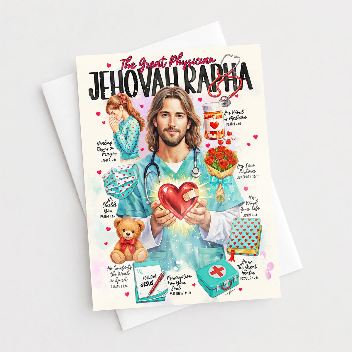 Jehovah Rapha  • Scripture Prompt • Christian Fine Art Greeting Card