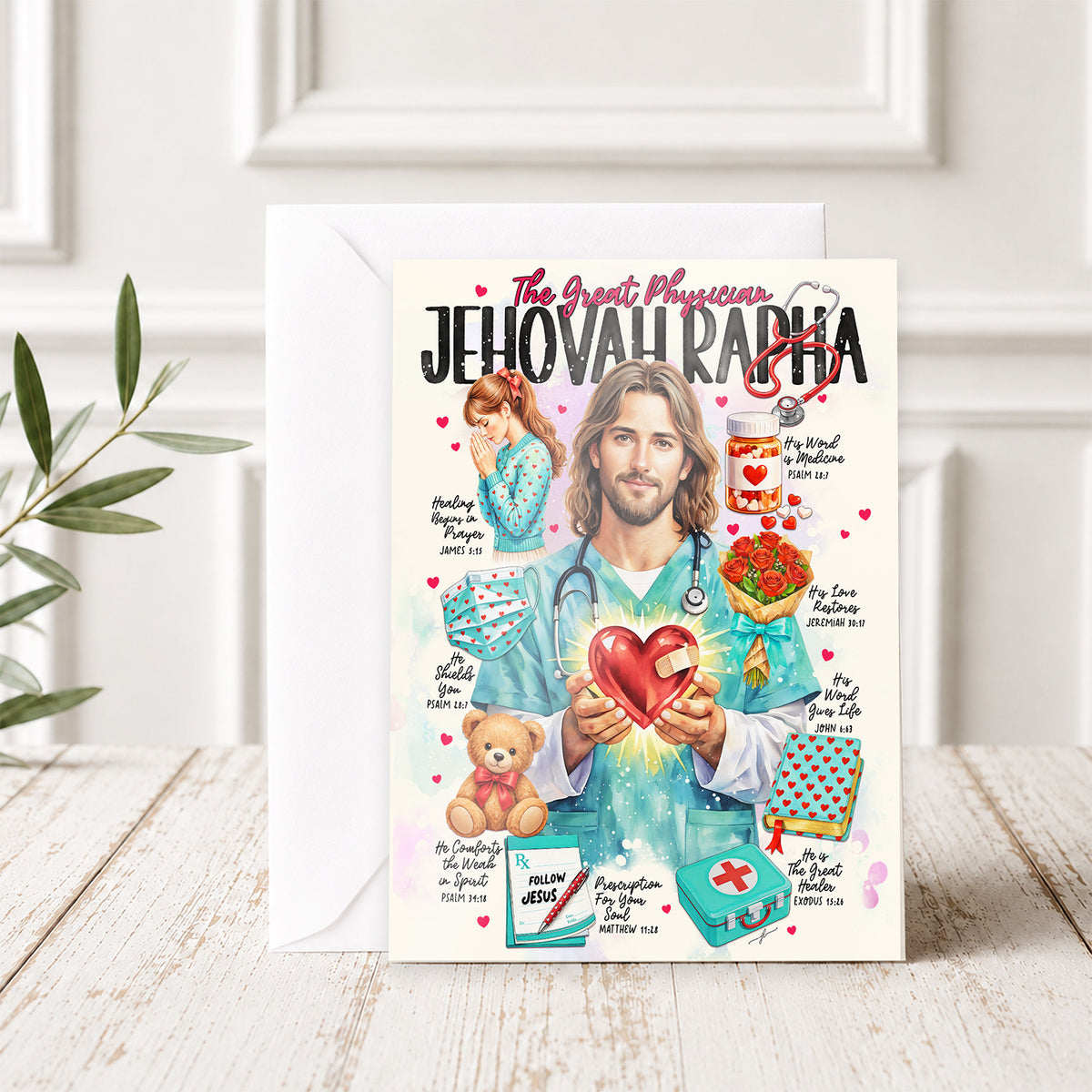 Jehovah Rapha  • Scripture Prompt • Christian Fine Art Greeting Card