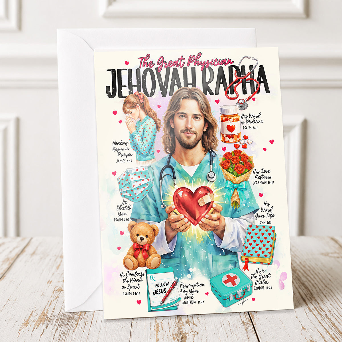 Jehovah Rapha  • Scripture Prompt • Christian Fine Art Greeting Card