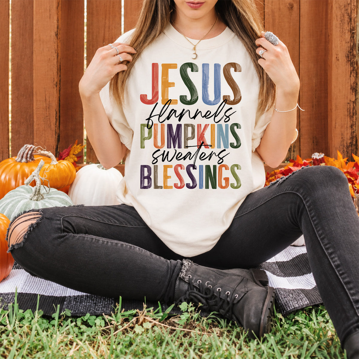 Jesus Pumpkins Blessings • Fall • Christian Comfort Colors® T-Shirt