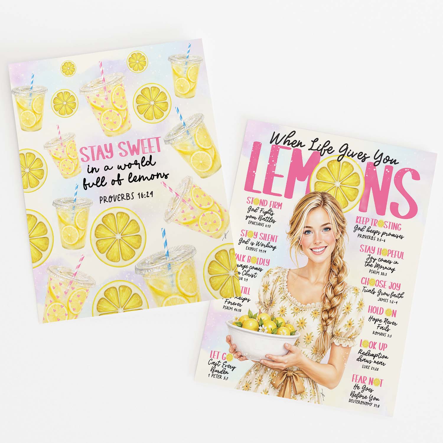 When Life Gives You Lemons • Scripture Prompt • Giclée Christmas Art Print Set