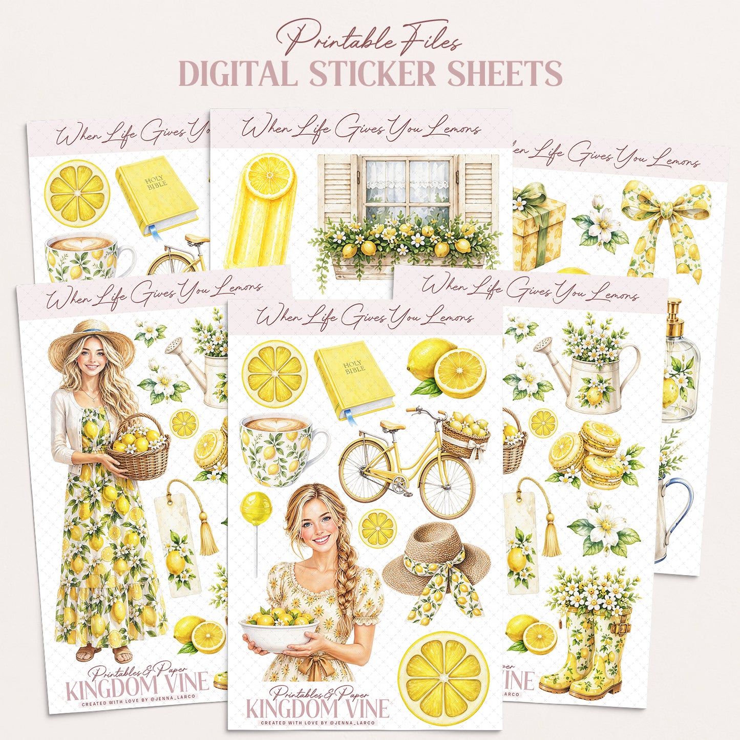 Lemons, Christian Digital Sticker Sheets