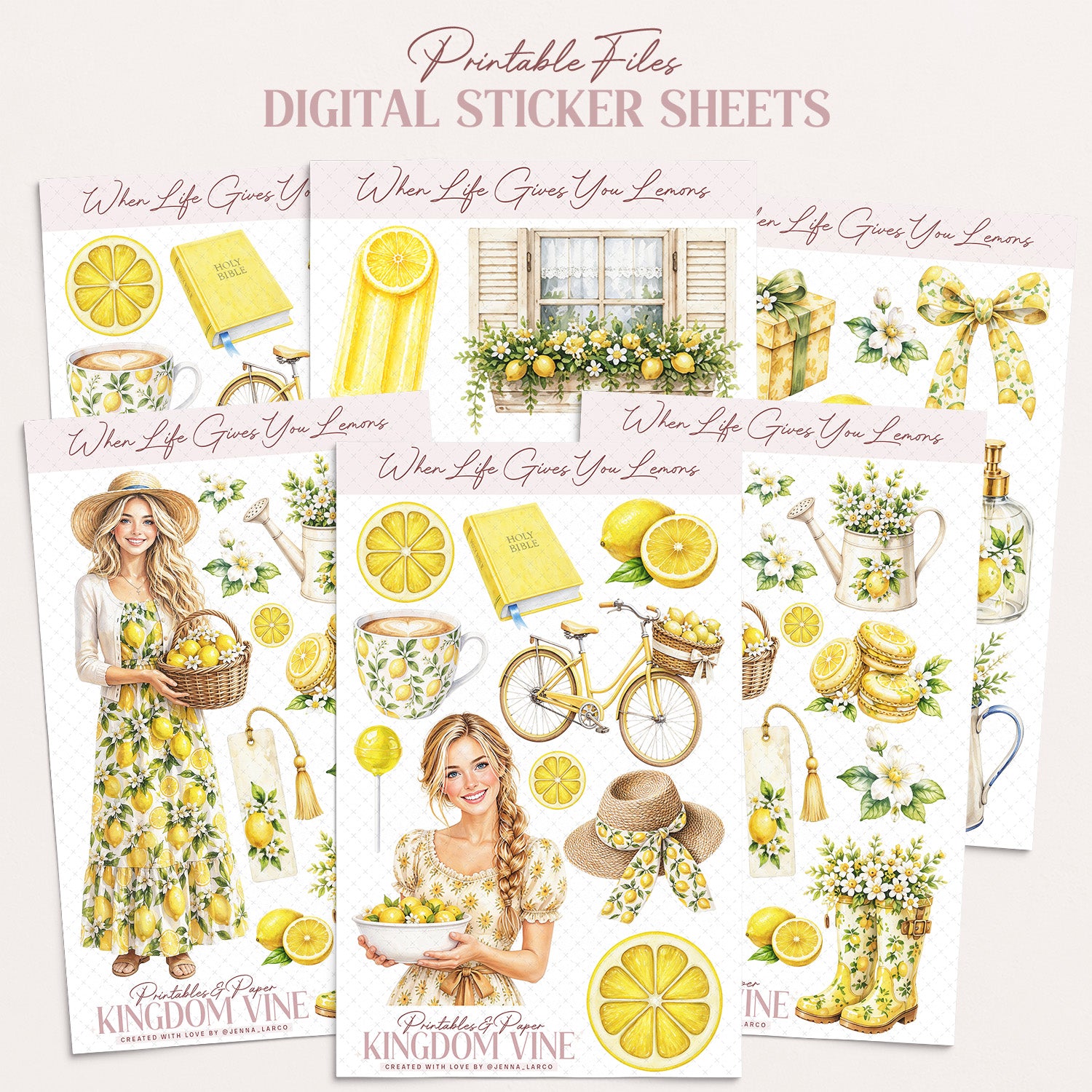 Lemons, Christian Digital Sticker Sheets