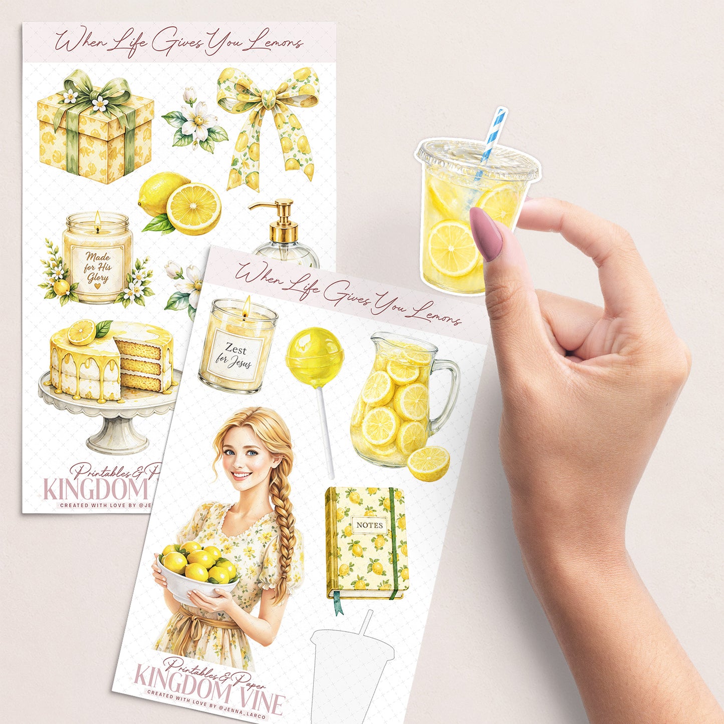 Lemons, Christian Digital Sticker Sheets