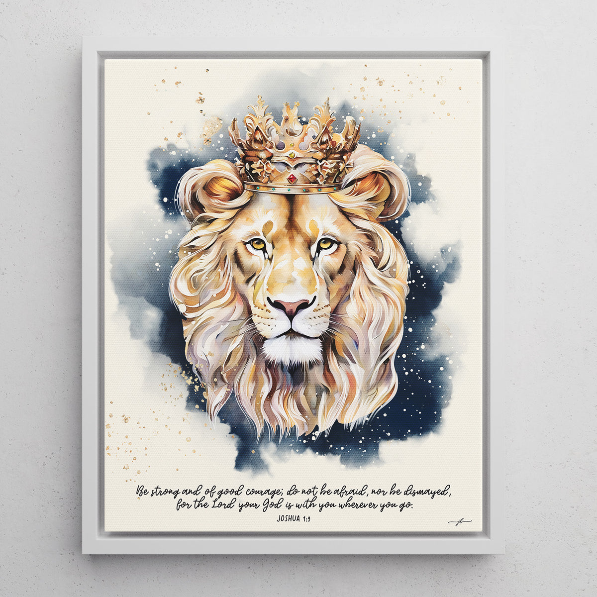 Lion of Judah • Joshua 1:9 • Christian Canvas •  Premium Floating Frame Christian Canvas