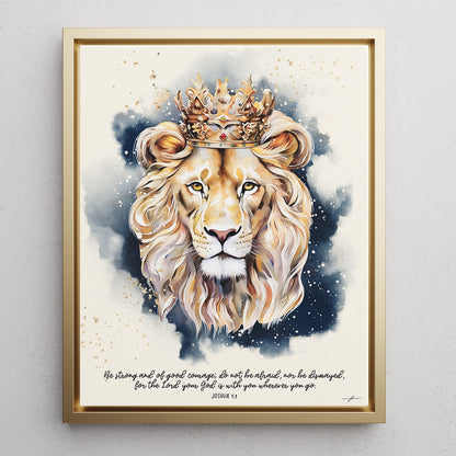 Lion of Judah • Joshua 1:9 • Christian Canvas •  Premium Floating Frame Christian Canvas