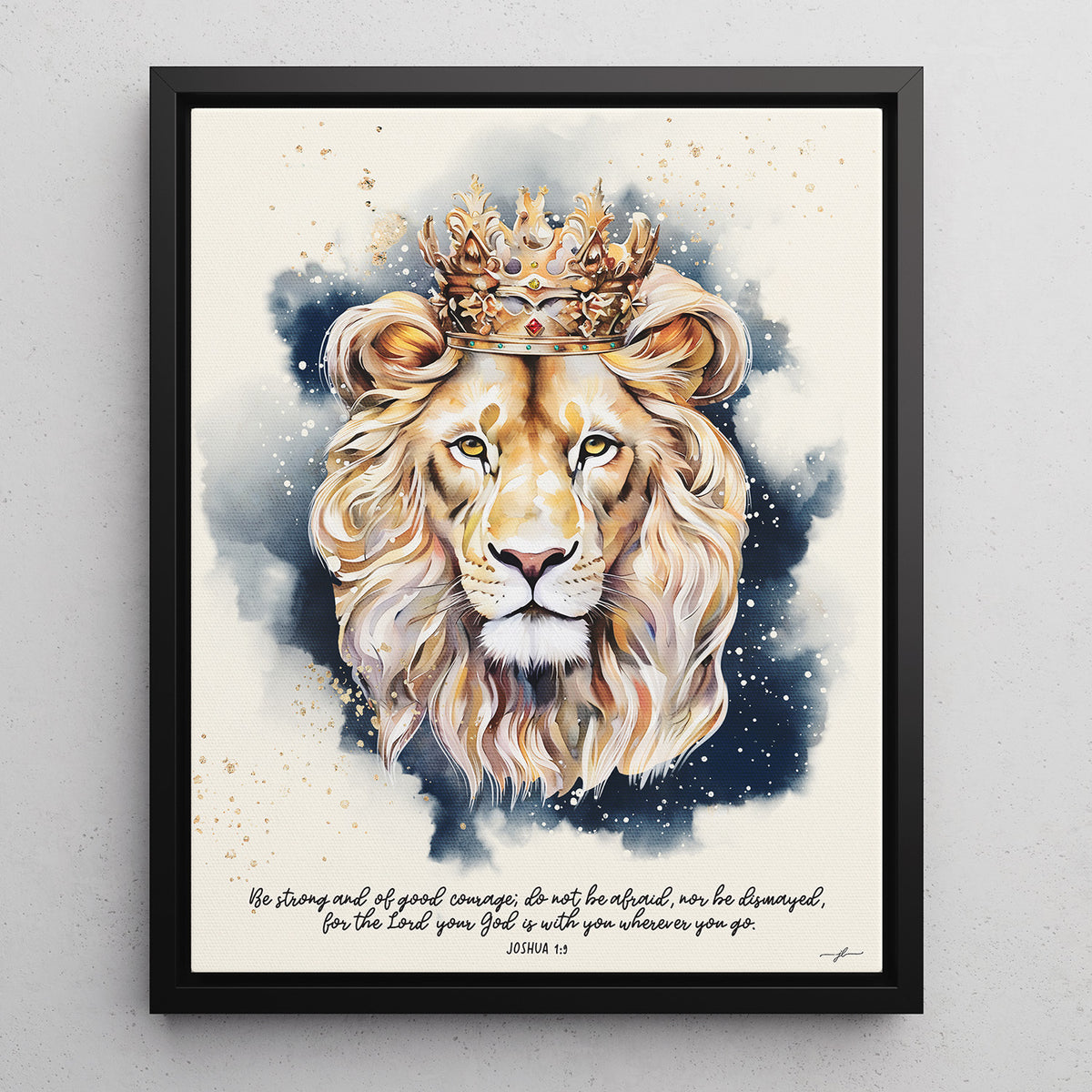 Lion of Judah • Joshua 1:9 • Christian Canvas •  Premium Floating Frame Christian Canvas
