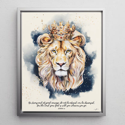 Lion of Judah • Joshua 1:9 • Christian Canvas •  Premium Floating Frame Christian Canvas