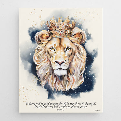 Lion of Judah • Joshua 1:9 • Christian Canvas •  Premium Floating Frame Christian Canvas