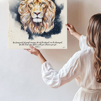 Lion of Judah • Joshua 1:9 • Christian Canvas •  Premium Floating Frame Christian Canvas