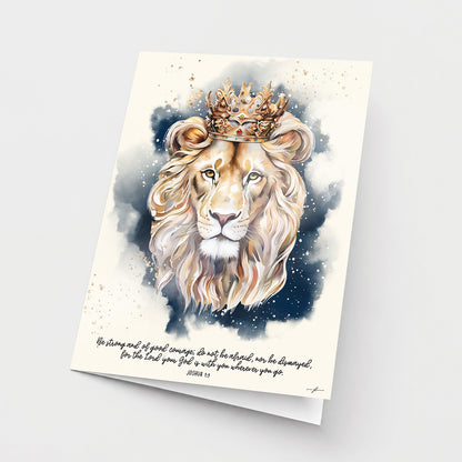 Lion of Judah • Joshua 1:9 •  Fine Art Christian Greeting Card