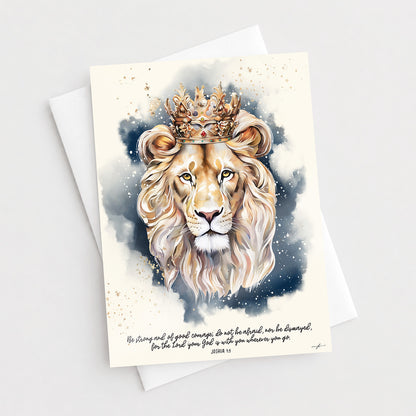 Lion of Judah • Joshua 1:9 •  Fine Art Christian Greeting Card