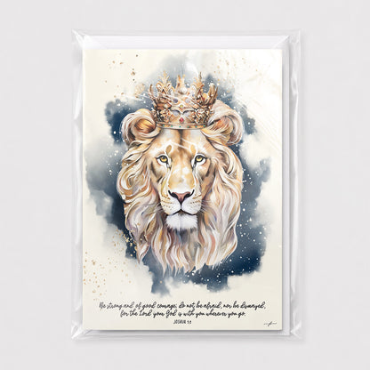 Lion of Judah • Joshua 1:9 •  Fine Art Christian Greeting Card