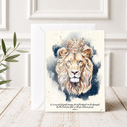 Lion of Judah • Joshua 1:9 •  Fine Art Christian Greeting Card