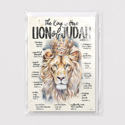 Lion of Judah • The King Is Here • Scripture Prompt • Fine Art Christian Greeting Card