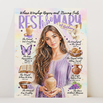 Mary of Bethany, Women of the Bible, Scripture Prompt, Bible Study, Christian, Giclée Art Print