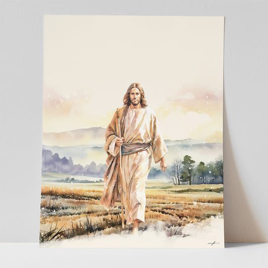 Misty Morning with Jesus Giclée Fine Art Print