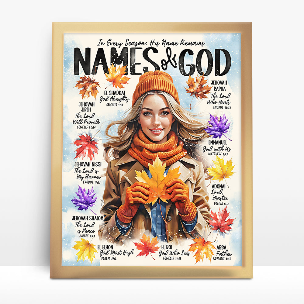 Names of God with Fall Leave • Fall • Scripture Prompt • Giclée Christian Art Print