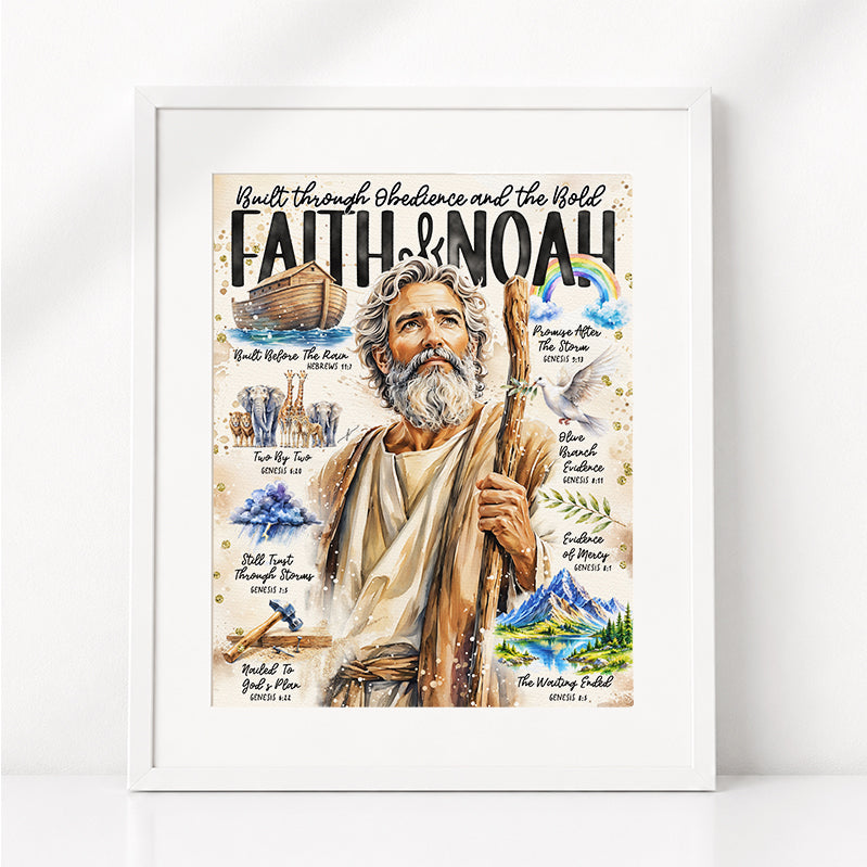 Noah, Men of the Bible, Scripture Prompt, Bible Study, Christian, Christmas, Giclée Art Print