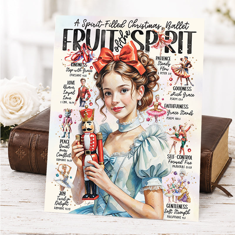 Nutcracker Fruit of the Spirit • Scripture Prompt • Giclée Christmas Art Print
