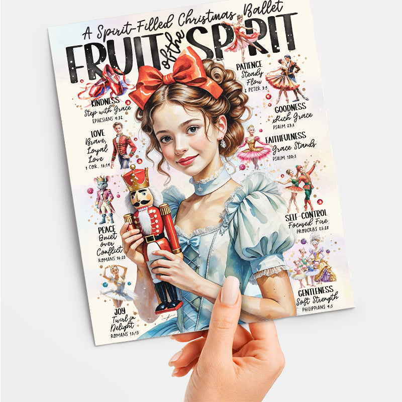 Nutcracker Fruit of the Spirit • Scripture Prompt • Giclée Christmas Art Print